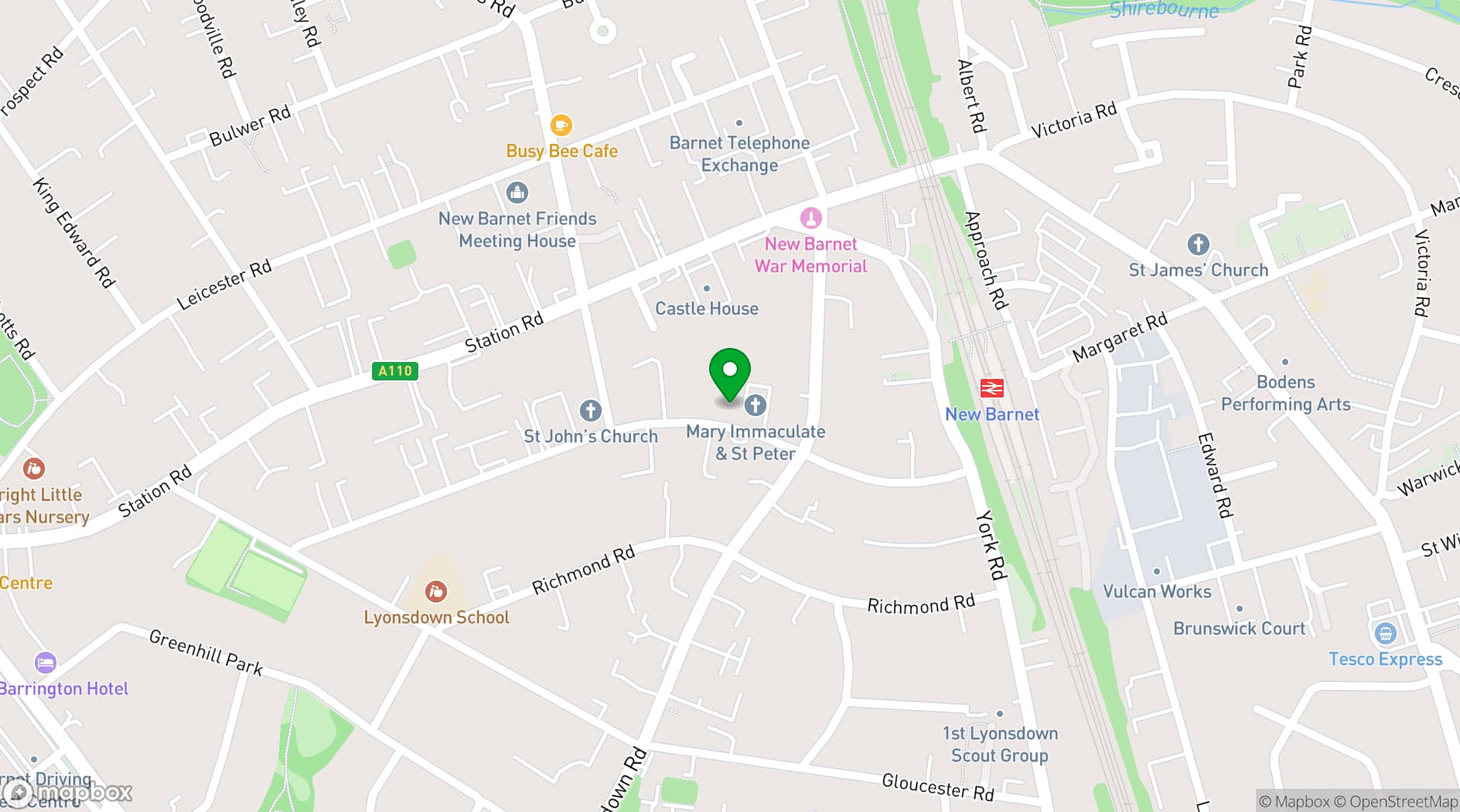 Map showing St Peter’s Church Refurbished Hall