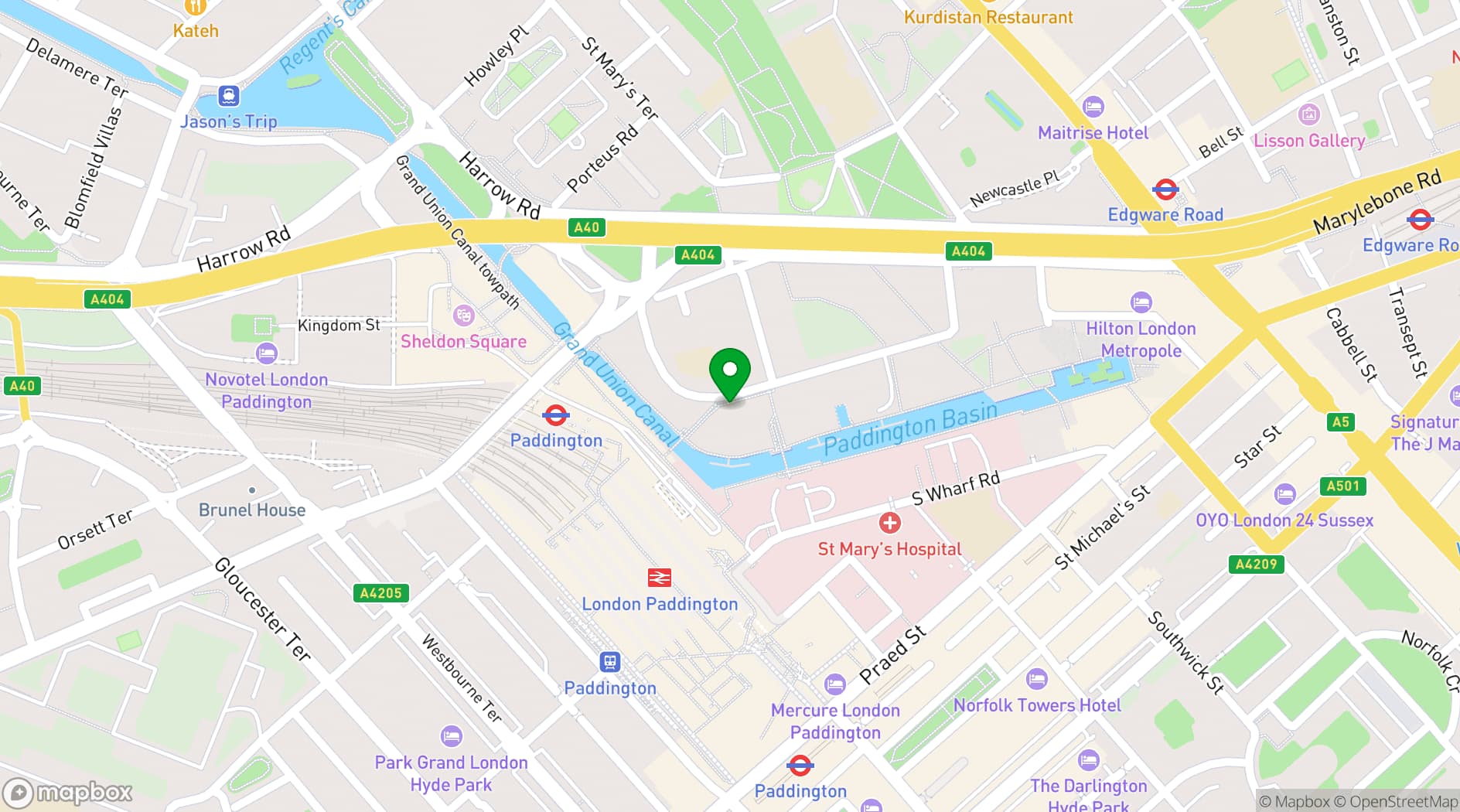 Map showing The Boathouse London - Paddington East