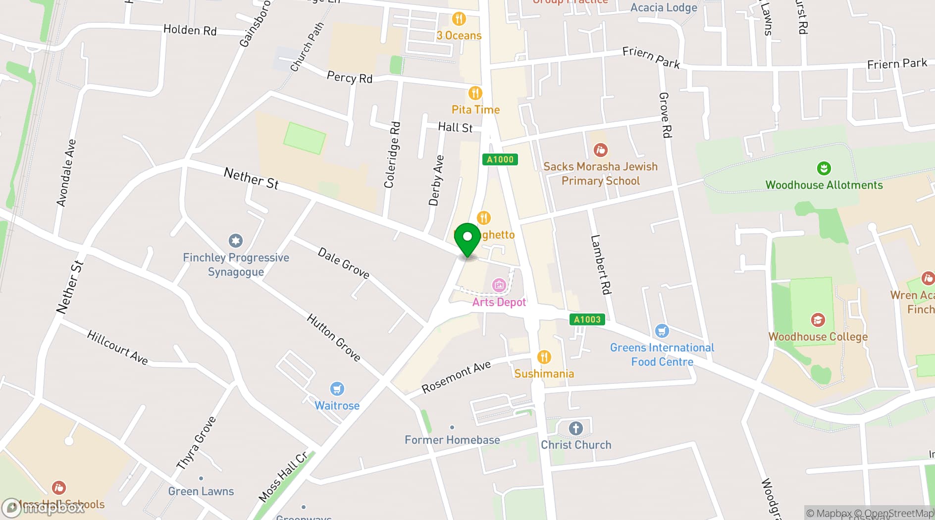 Map showing artsdepot