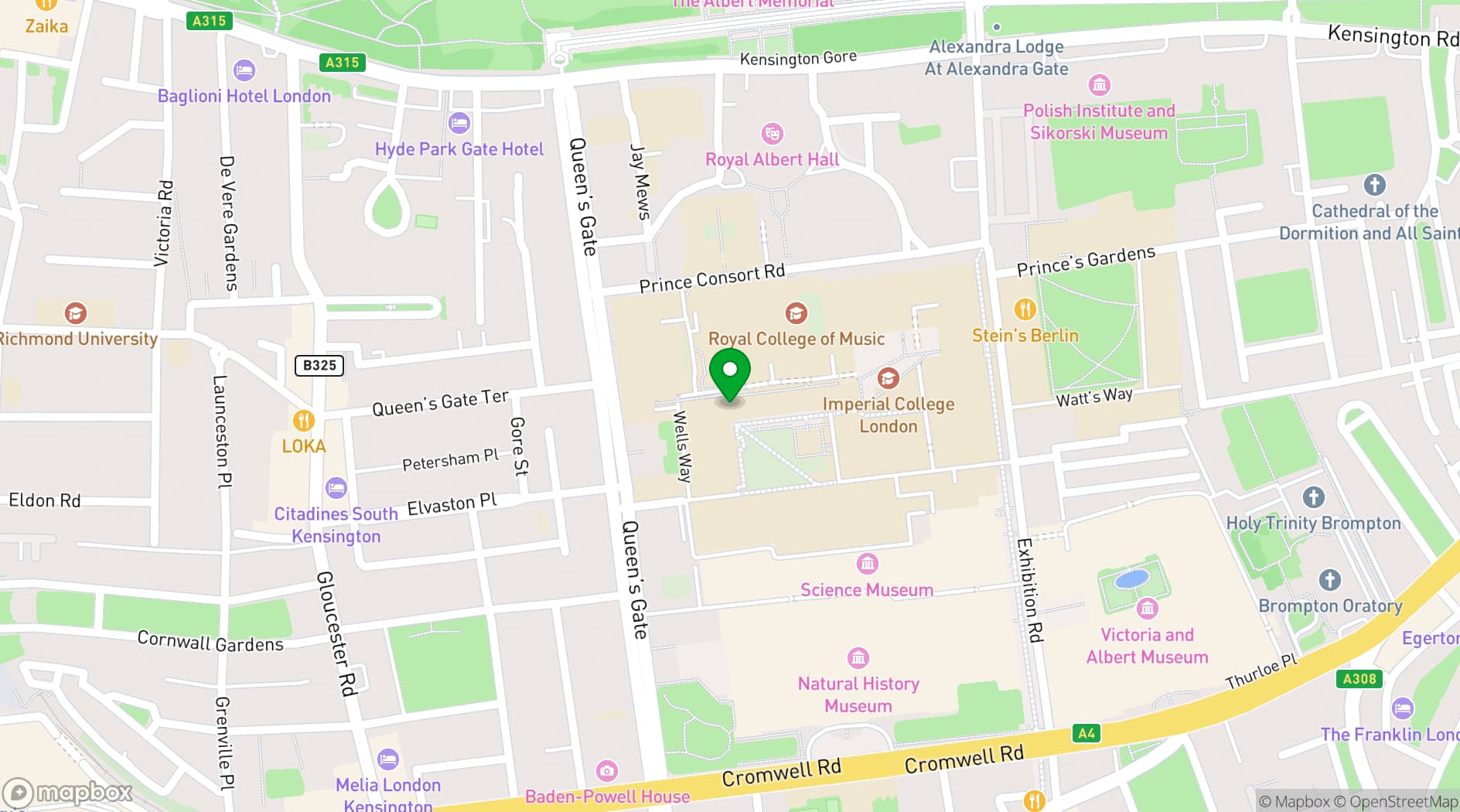 Map showing Great Hall