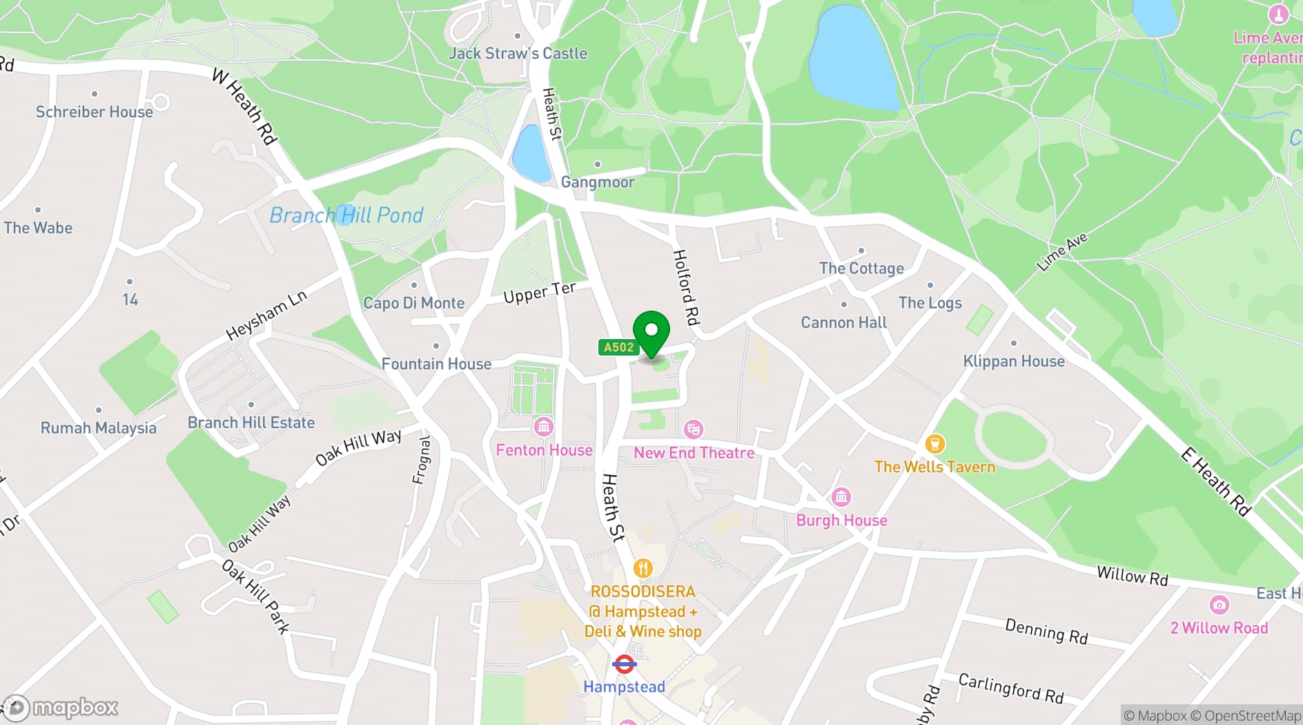 Map showing Hampstead Quaker Meeting House