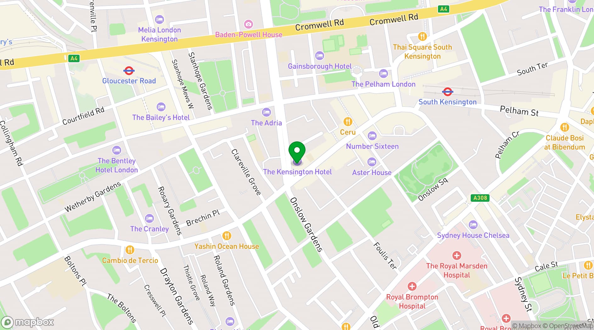 Map showing The Kensington