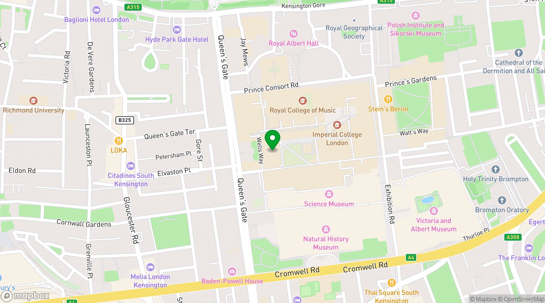 Map showing Celesta Venues by Imperial College London