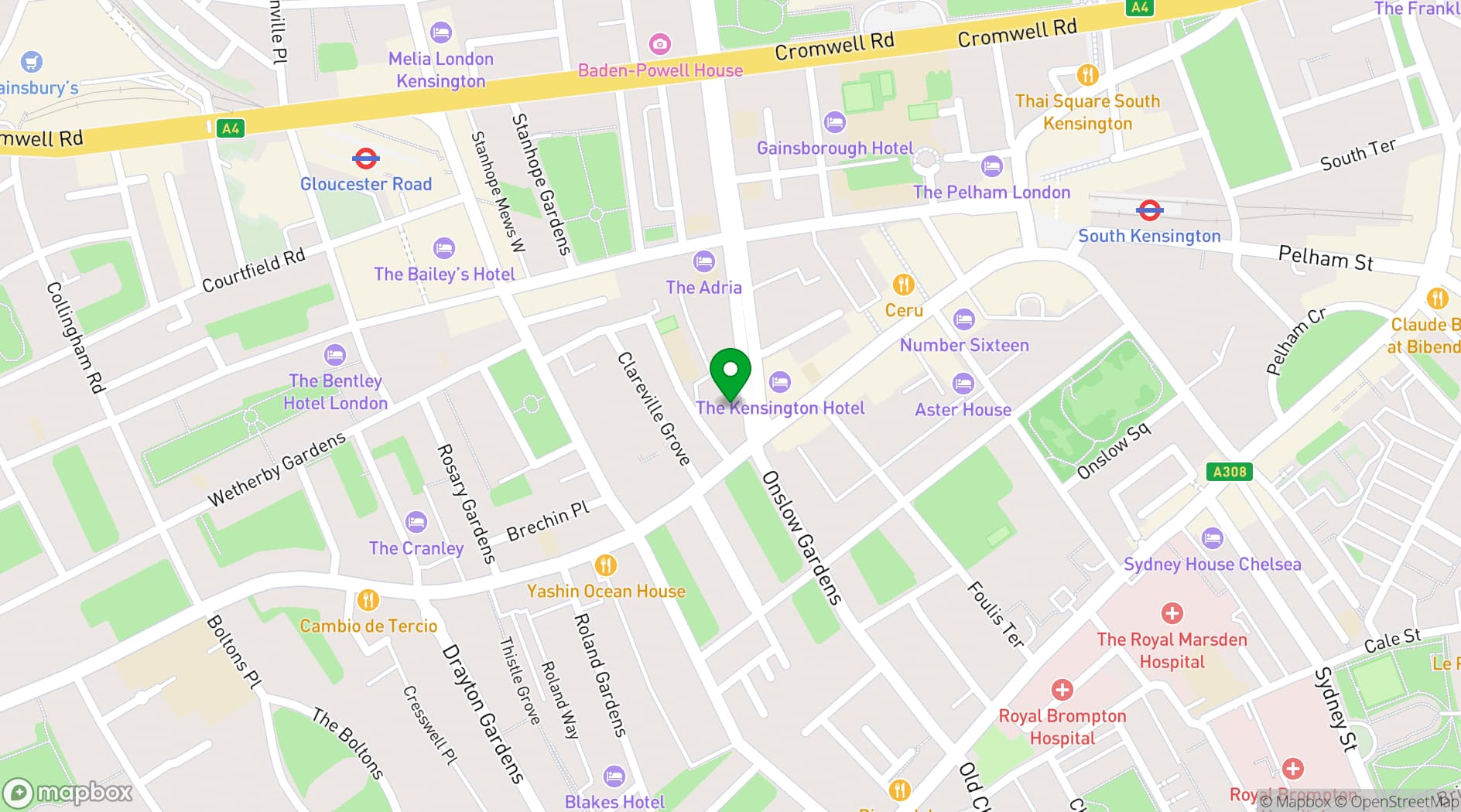 Map showing 100 Queen's Gate Hotel London, Curio Collection by Hilton