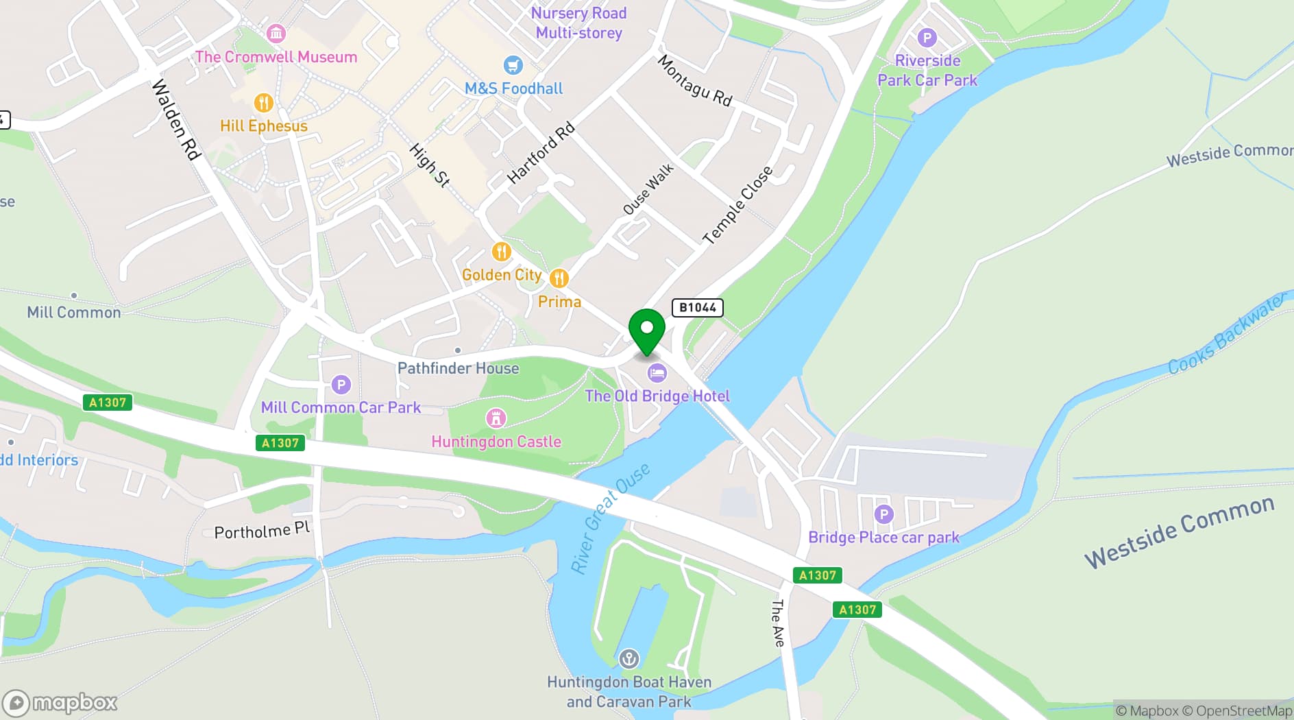 Map showing The Old Bridge Hotel