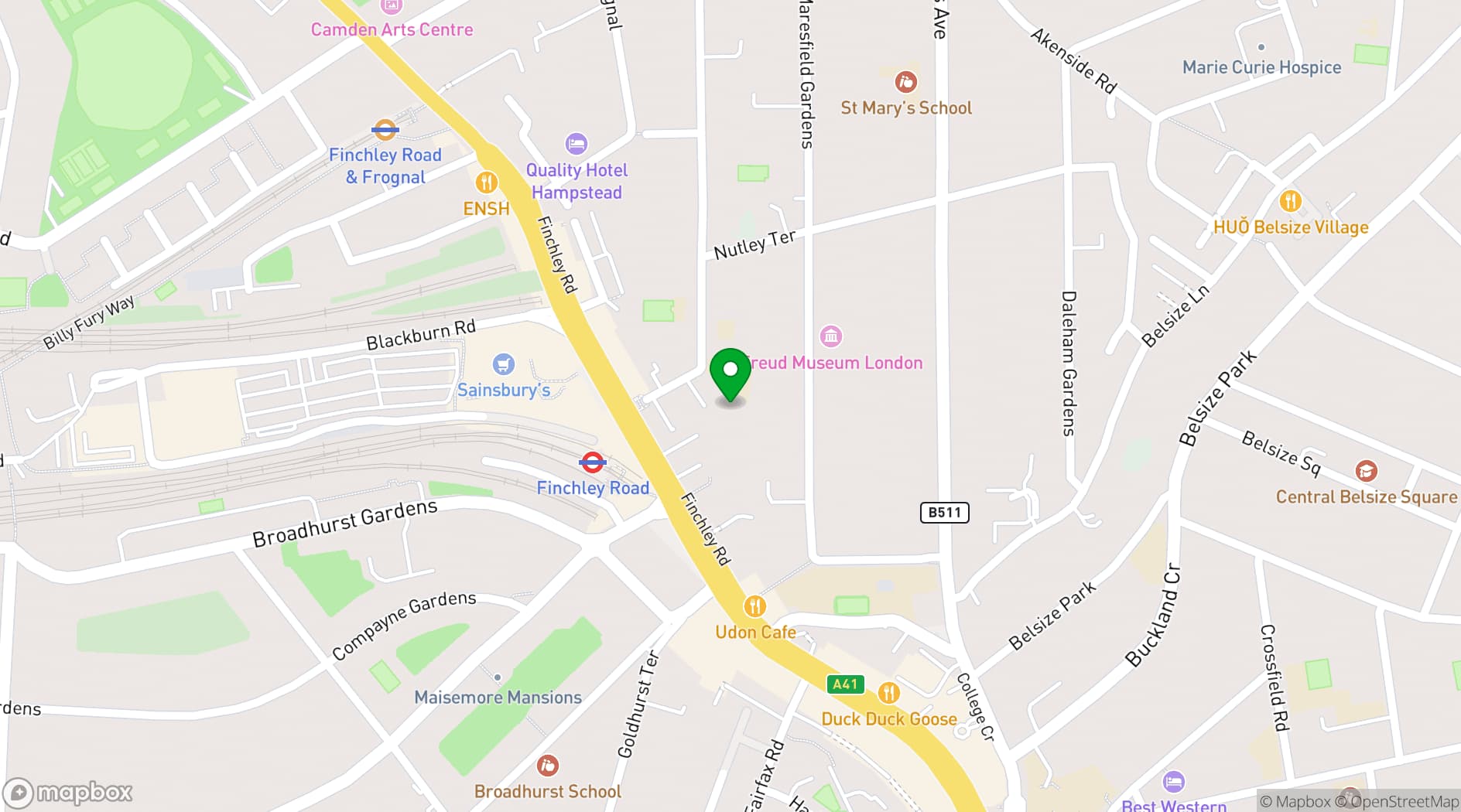 Map showing British College of Osteopathic Medicine