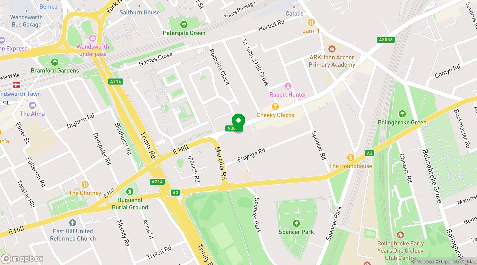 Map showing The Beehive Clapham