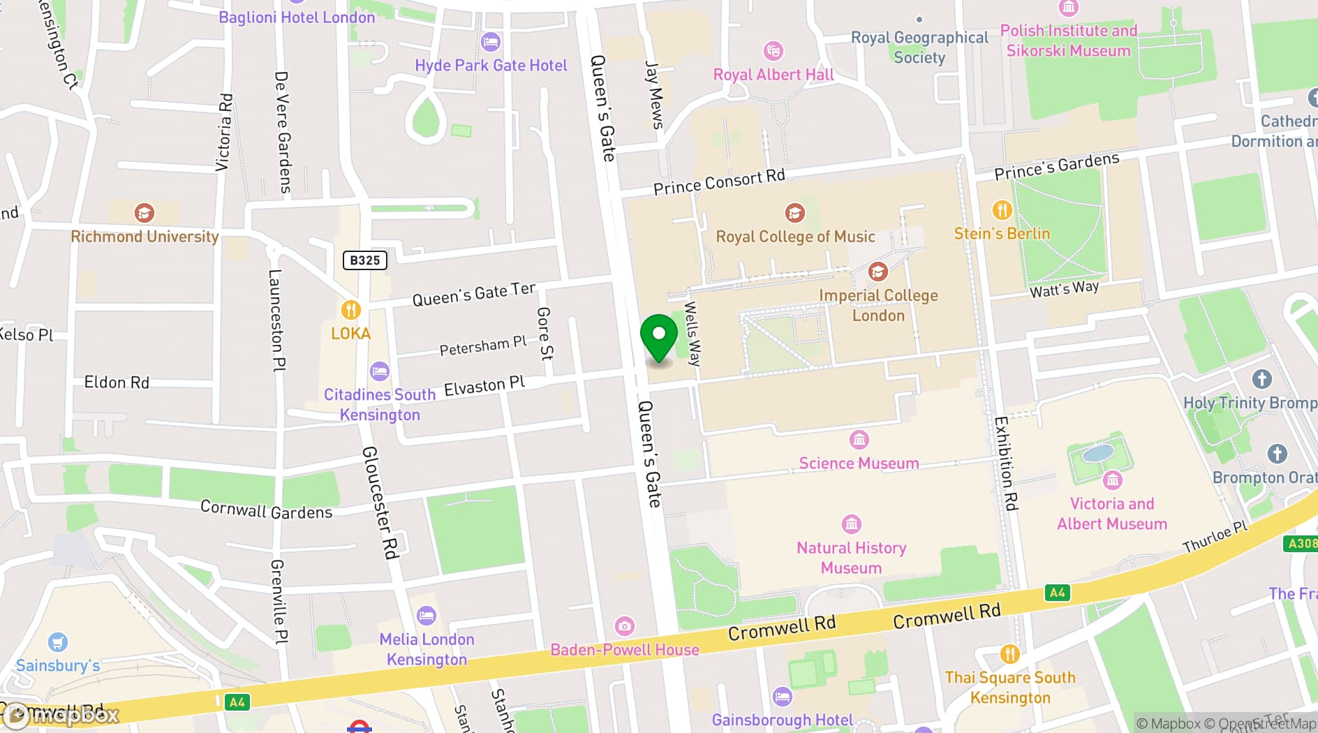 Map showing Imperial Venues - 170 Queen's Gate 