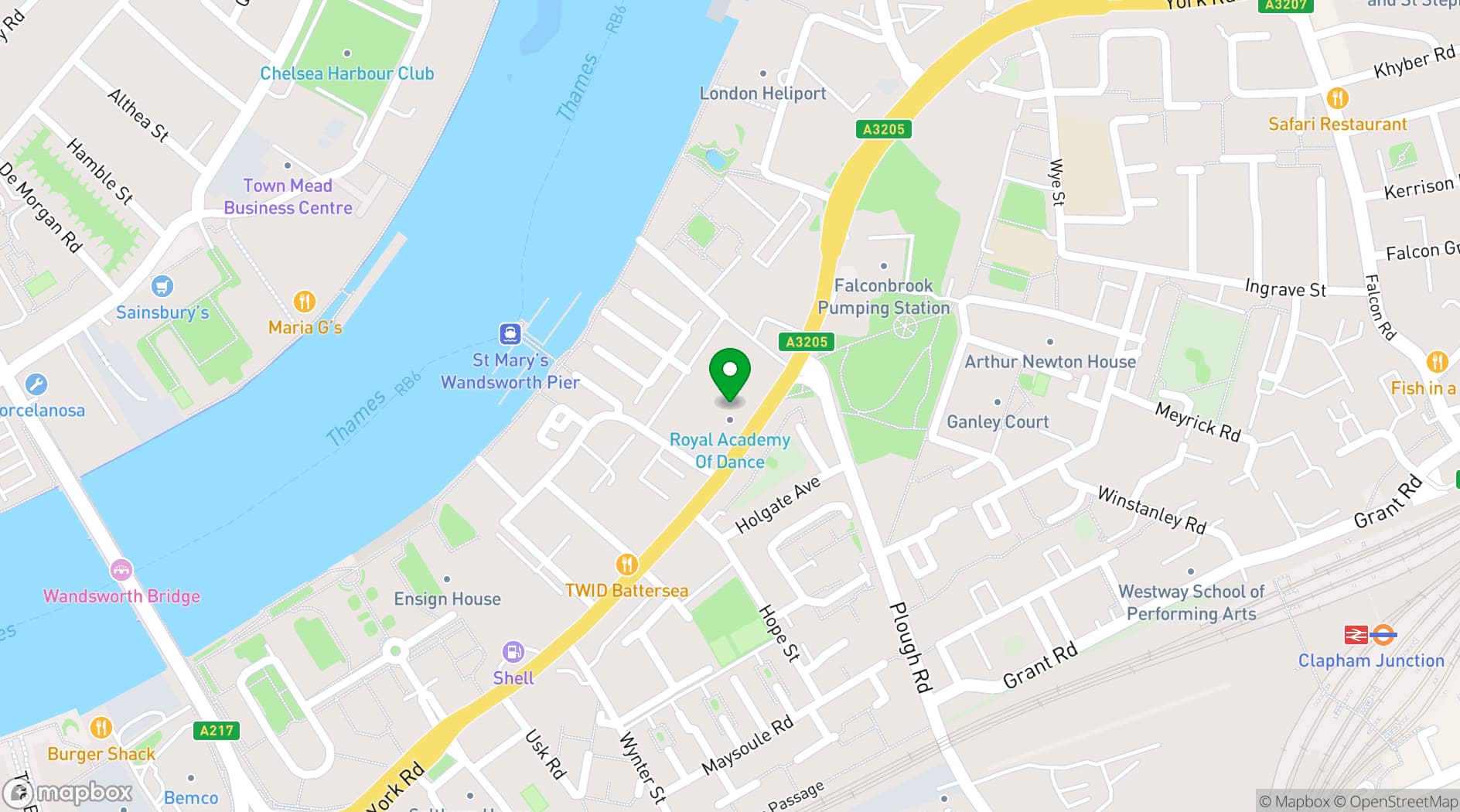 Map showing Royal Academy of Dance