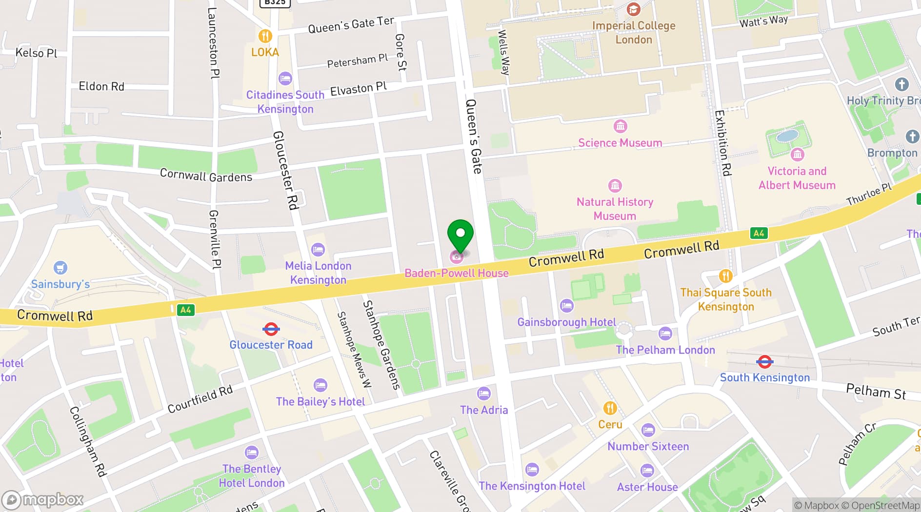 Map showing MPW Queen's Gate House