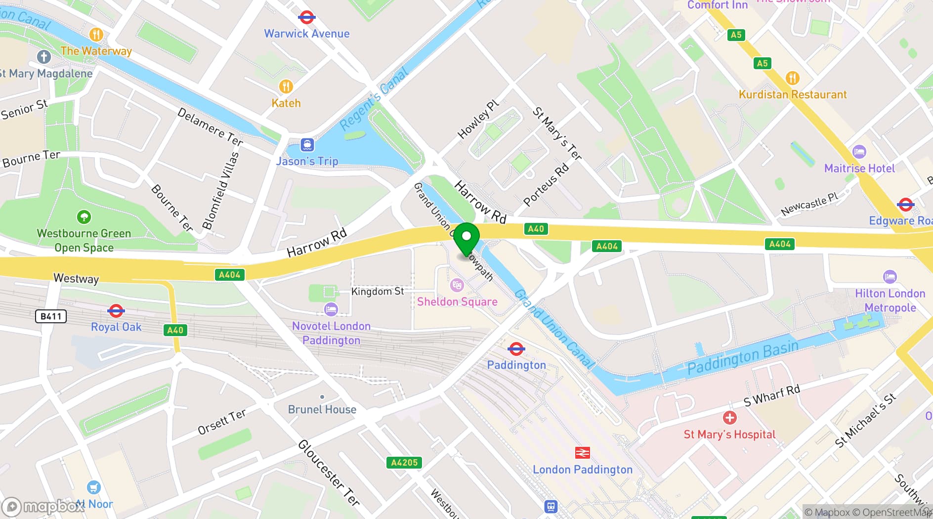Map showing Vagabond Paddington