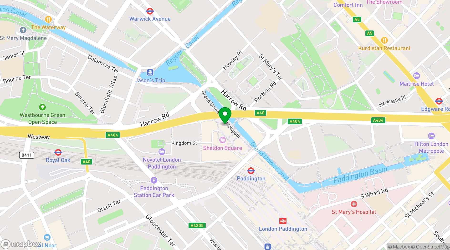 Map showing Vagabond Paddington