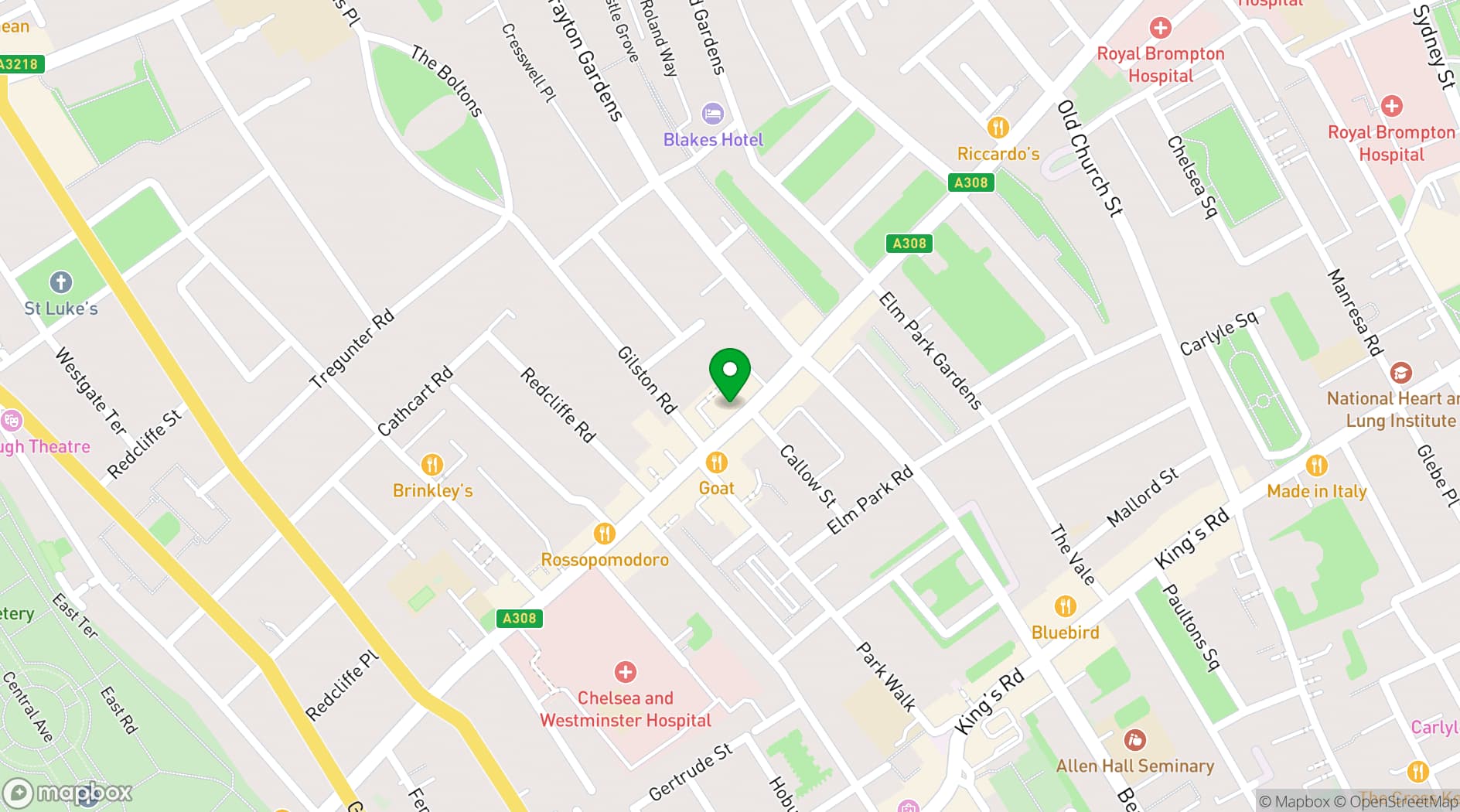 Map showing easyHub Chelsea