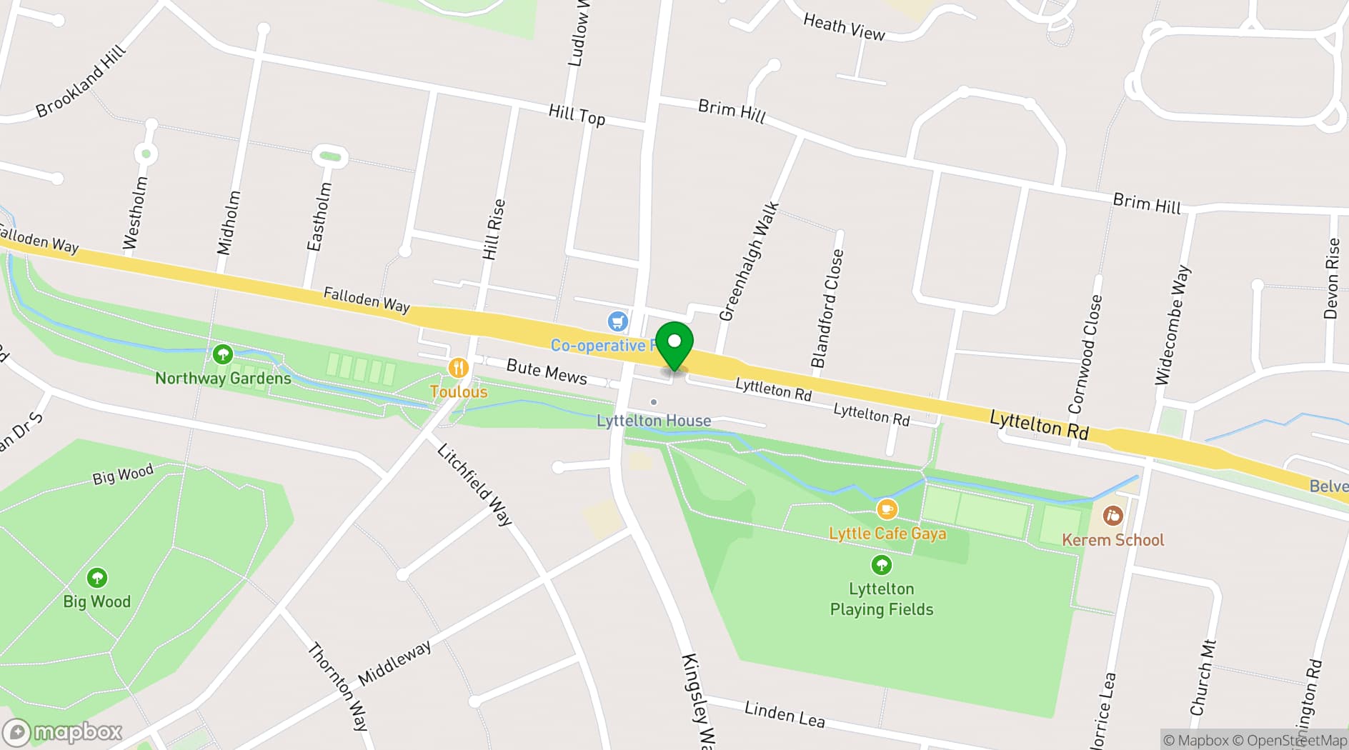 Map showing Lyttelton House