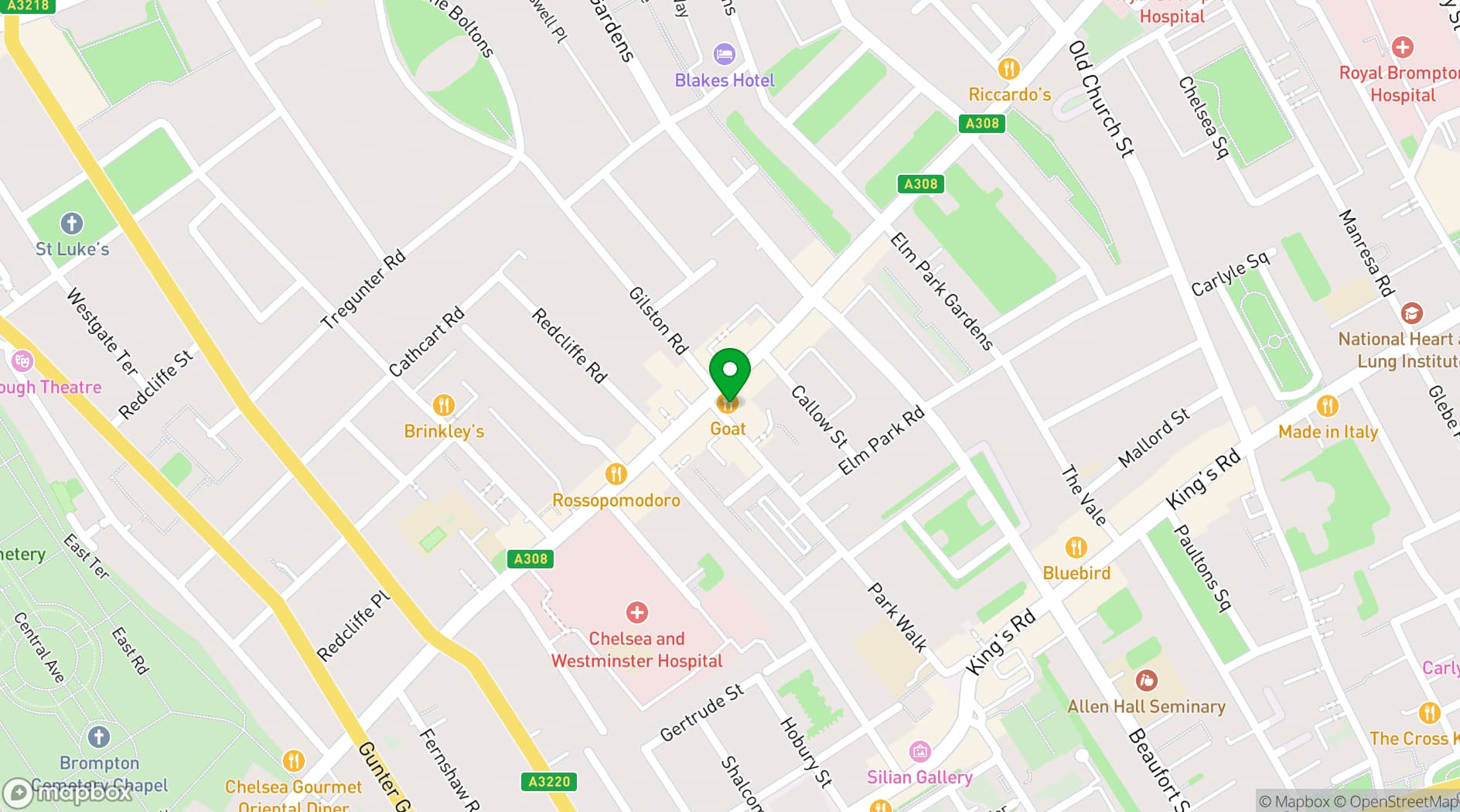 Map showing The Goat Chelsea