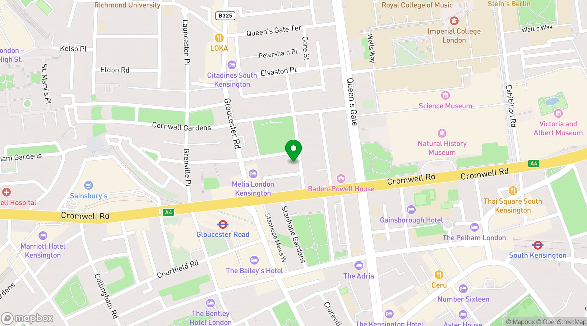 Map showing Gem Strathmore Hotel