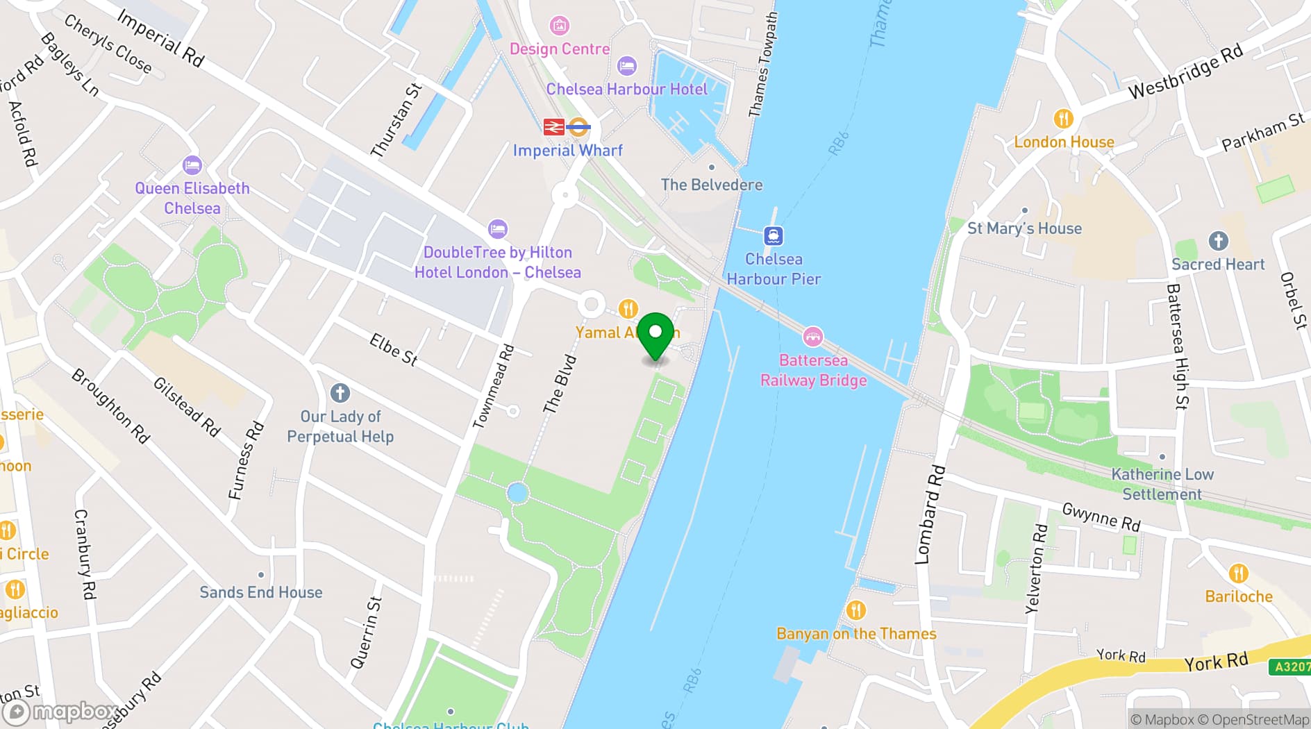 Map showing The Waterside