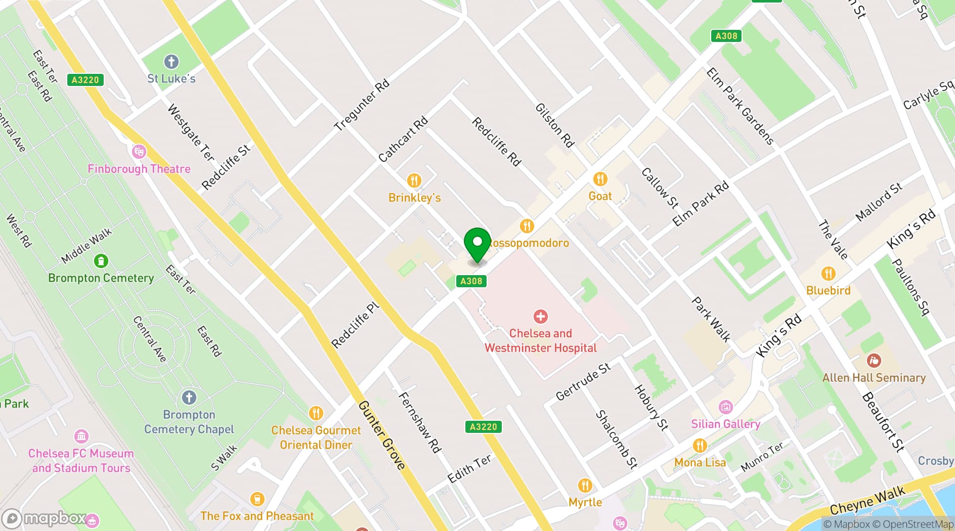 Map showing Chelsea Creperie