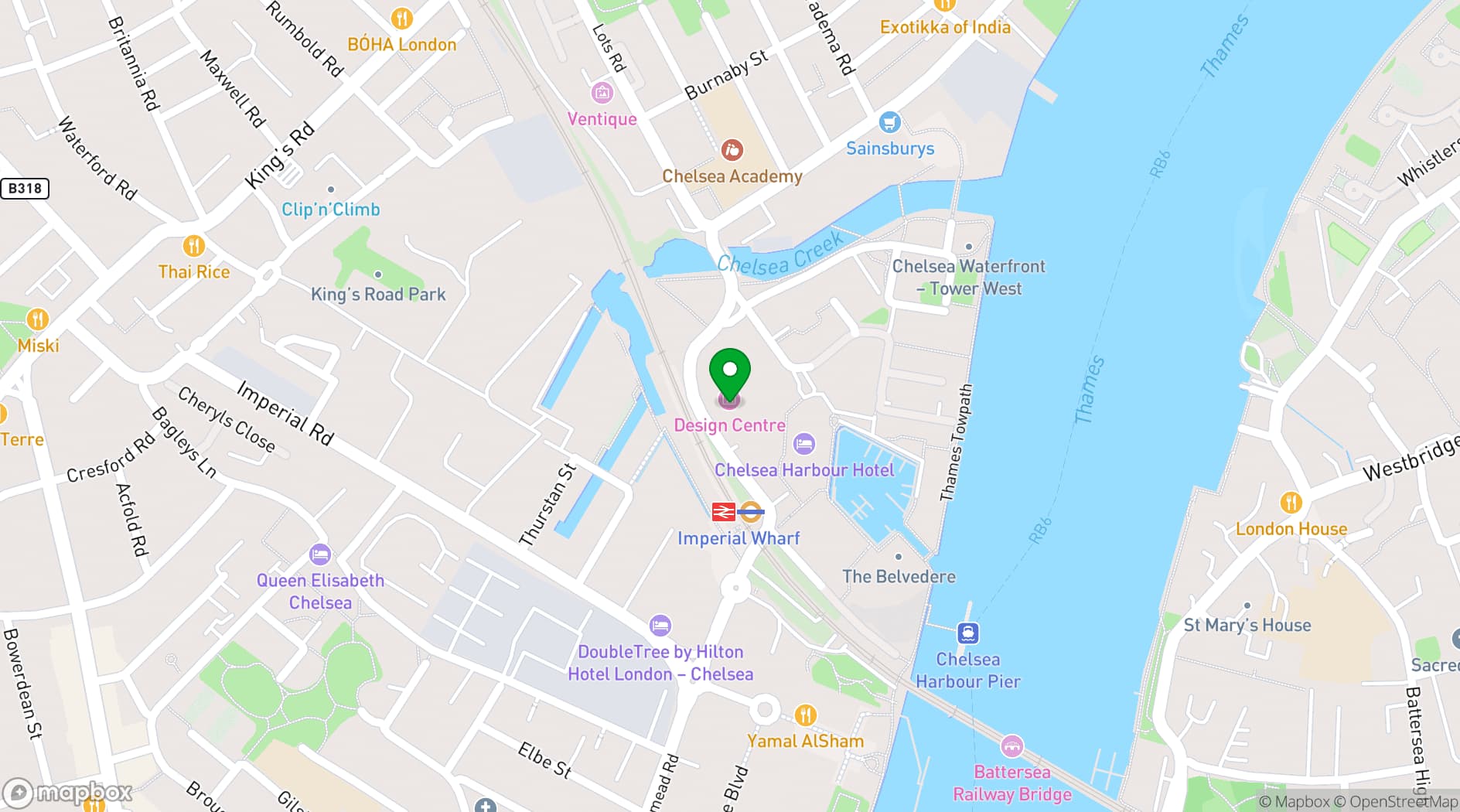 Map showing Design Centre, Chelsea Harbour