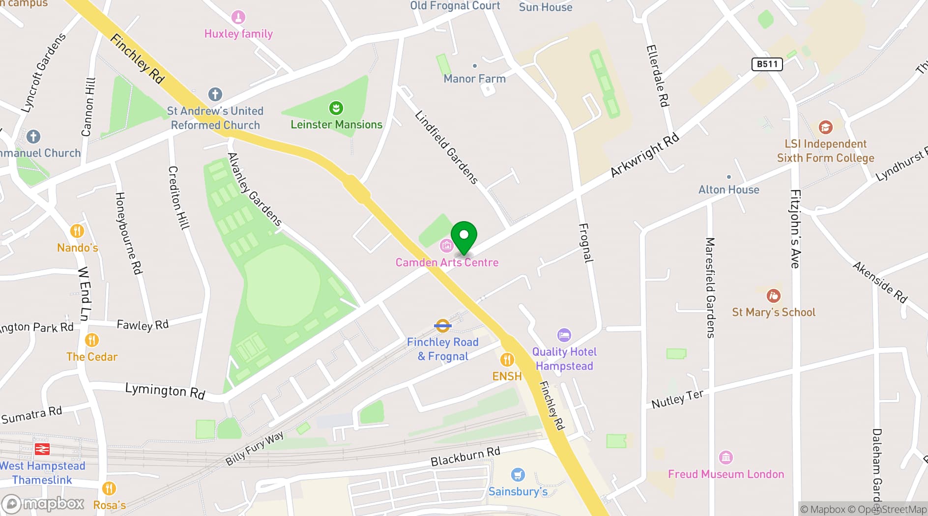 Map showing Camden Art Centre