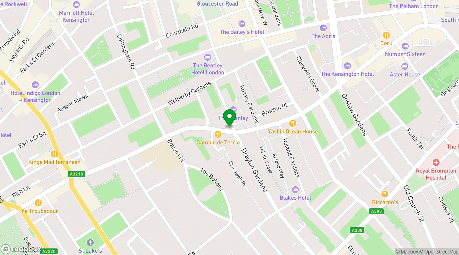 Map showing Mezcalito Brompton
