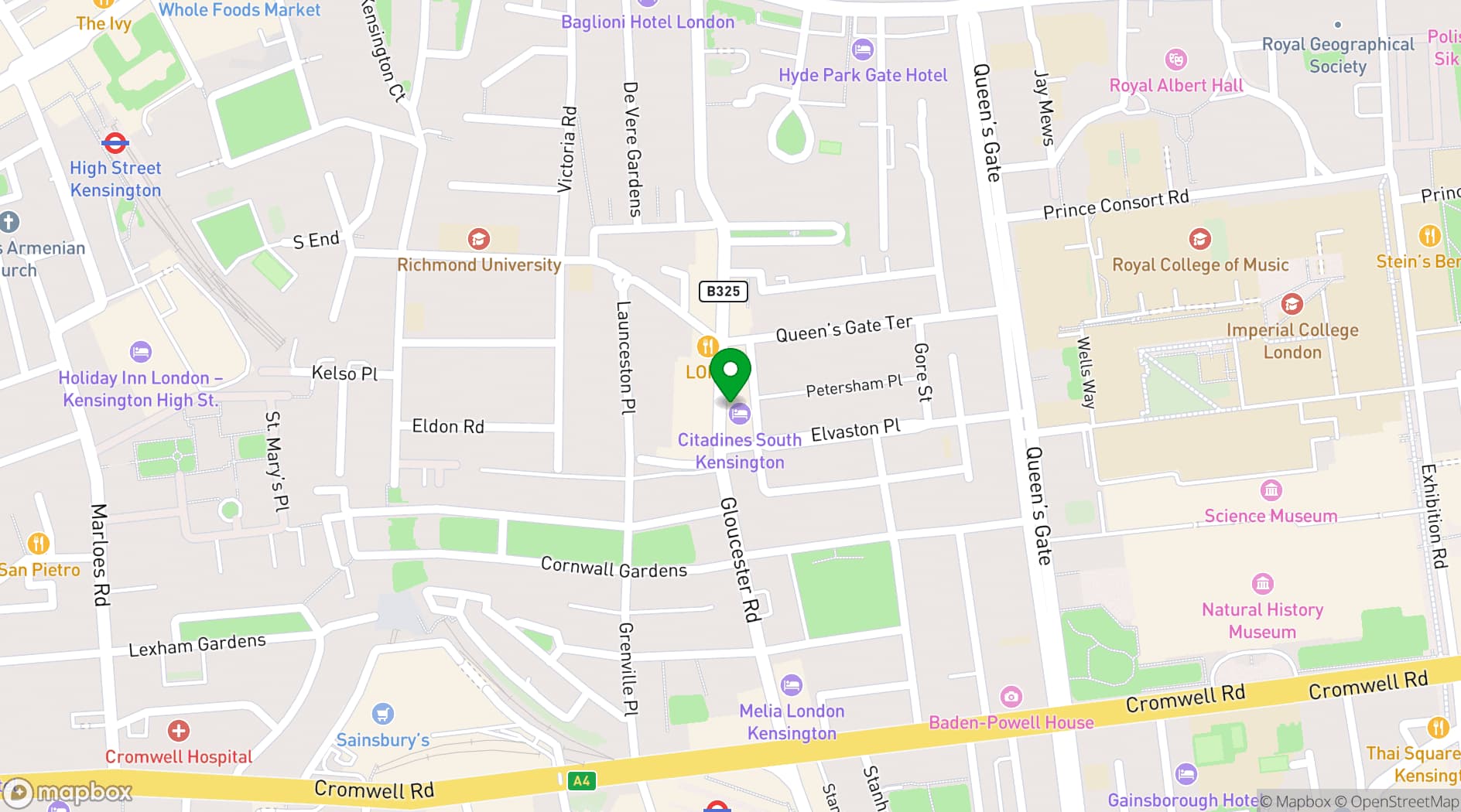 Map showing The Duchess of Kensington