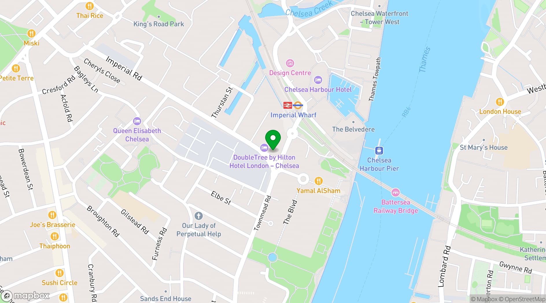 Map showing DoubleTree by Hilton London - Chelsea