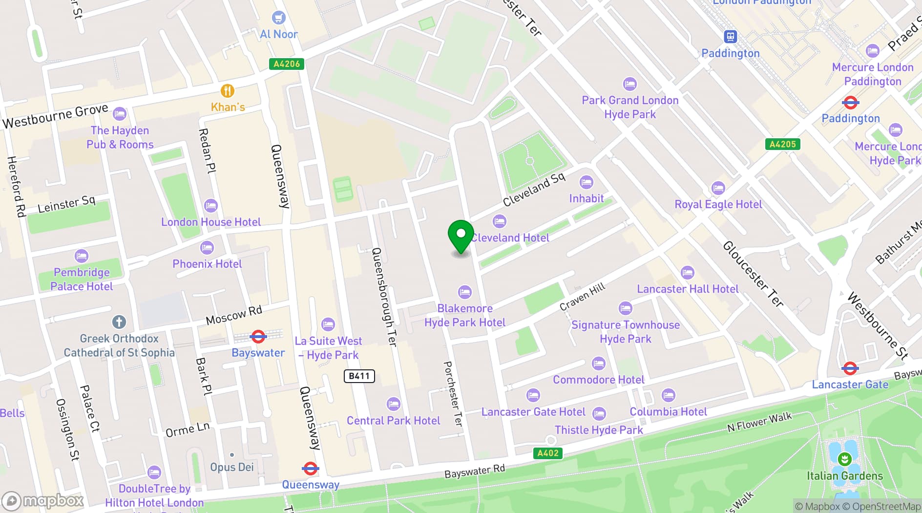 Map showing Lagenda Restaurant Bar and Dining Rooms