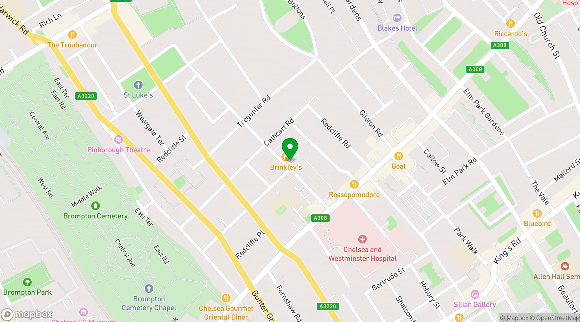 Map showing Hollywood Arms