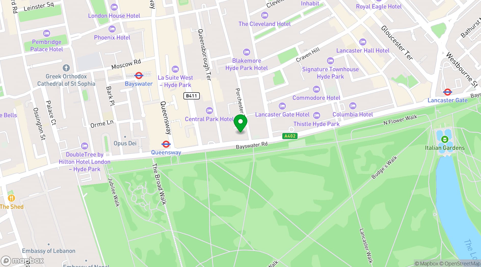 Map showing Thistle Kensington Gardens