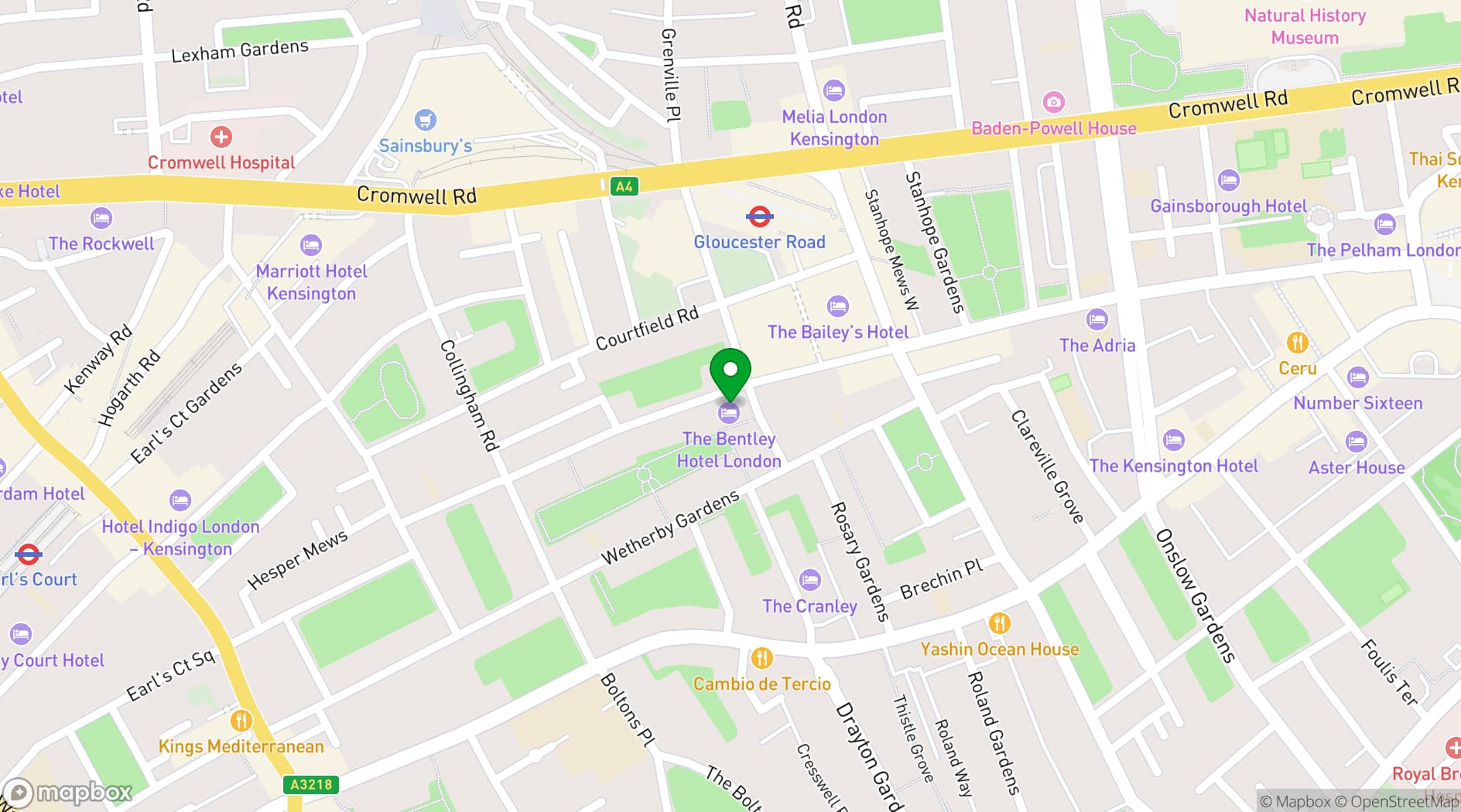 Map showing The Bentley London