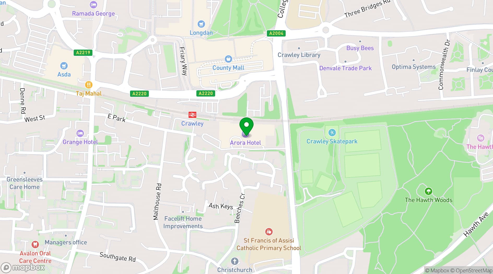 Map showing The Arora Crawley