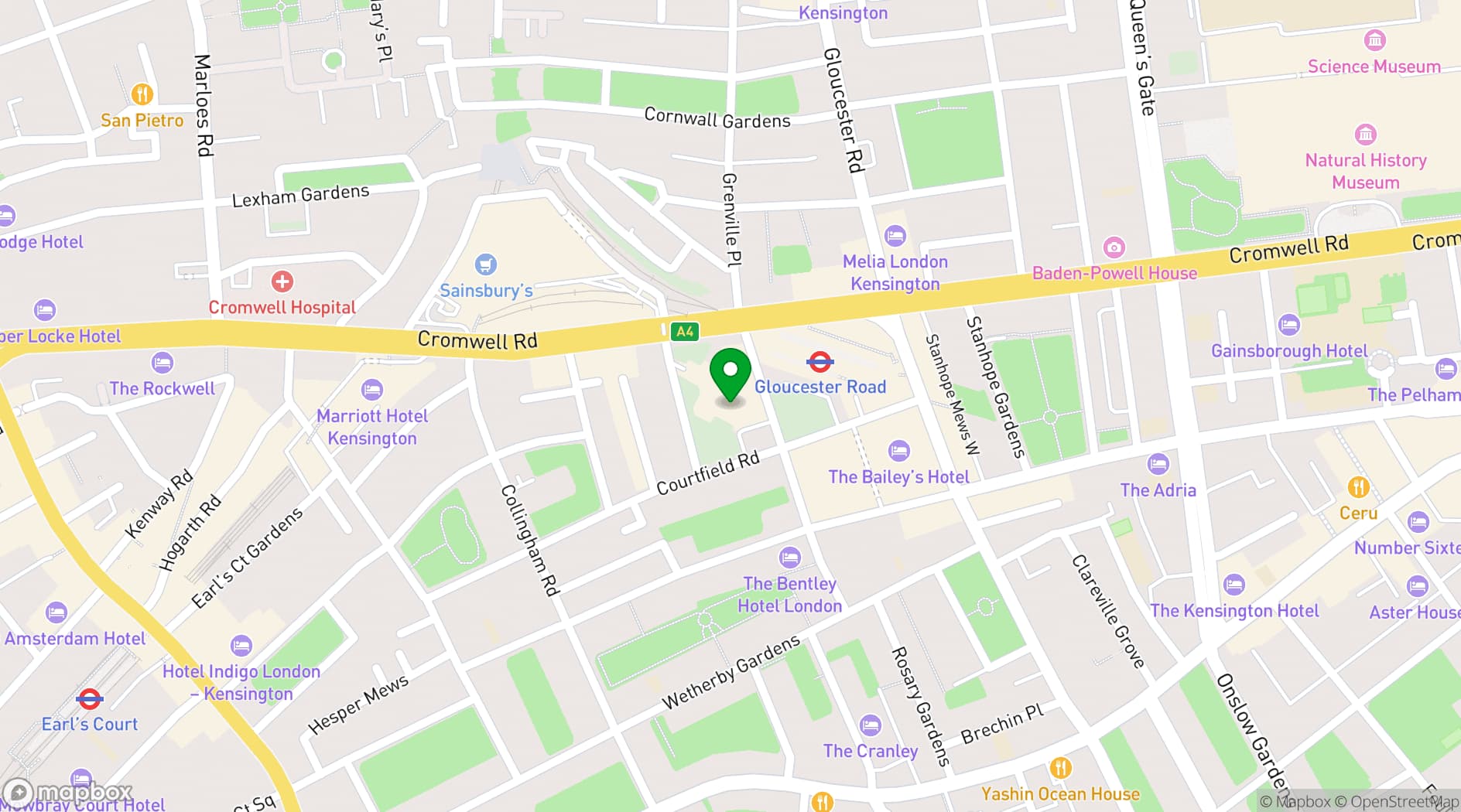 Map showing Holiday Inn London Kensington Forum