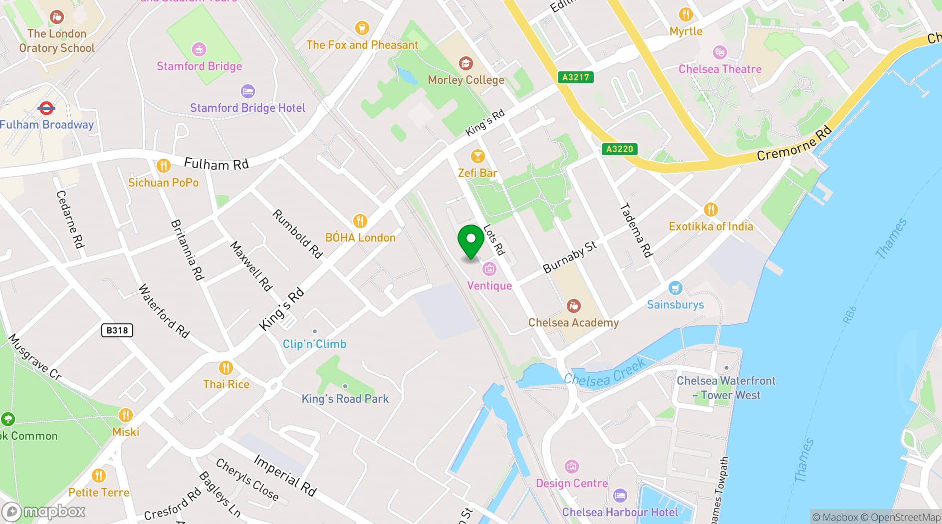 Map showing SW10 Studios