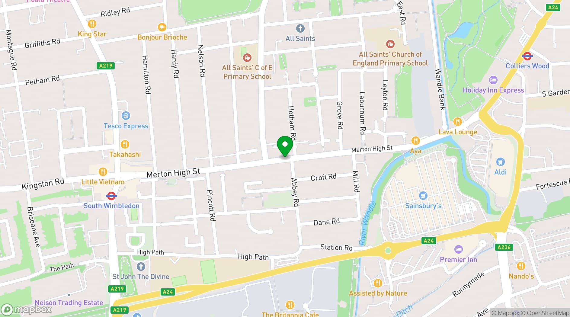 Map showing The Nelson Arms 
