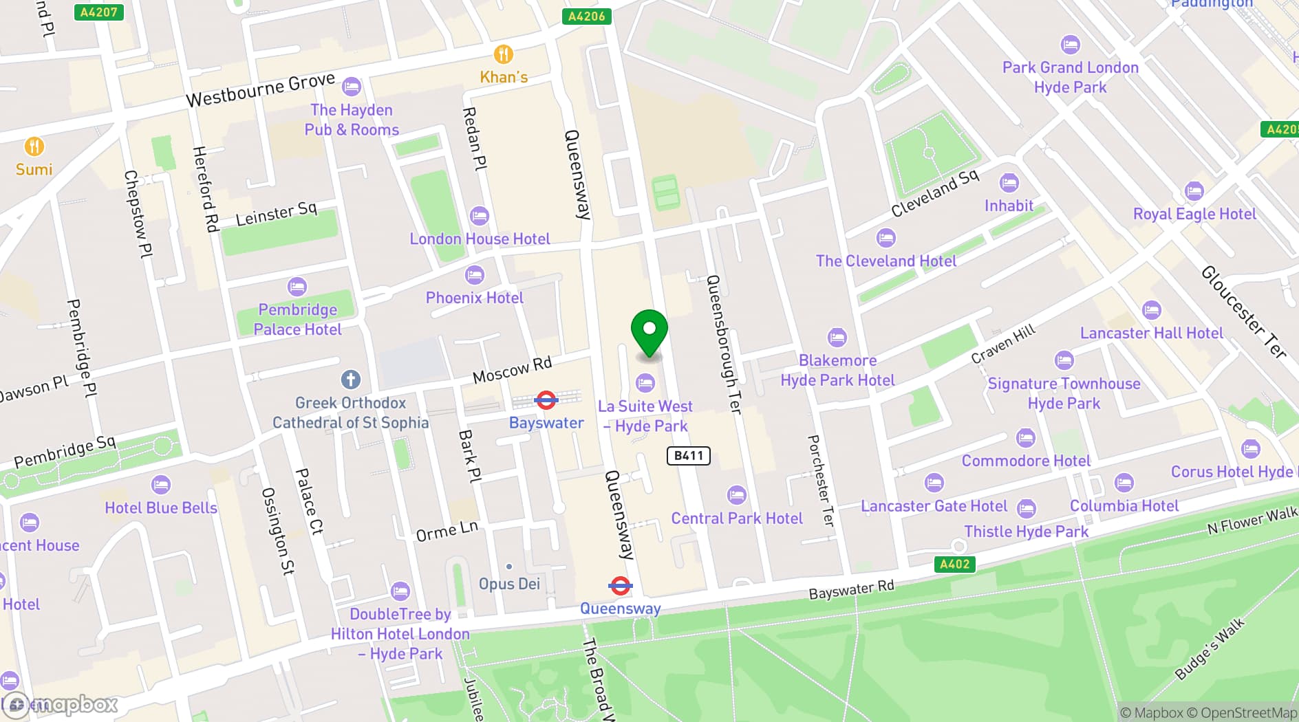 Map showing La Suite West Hotel