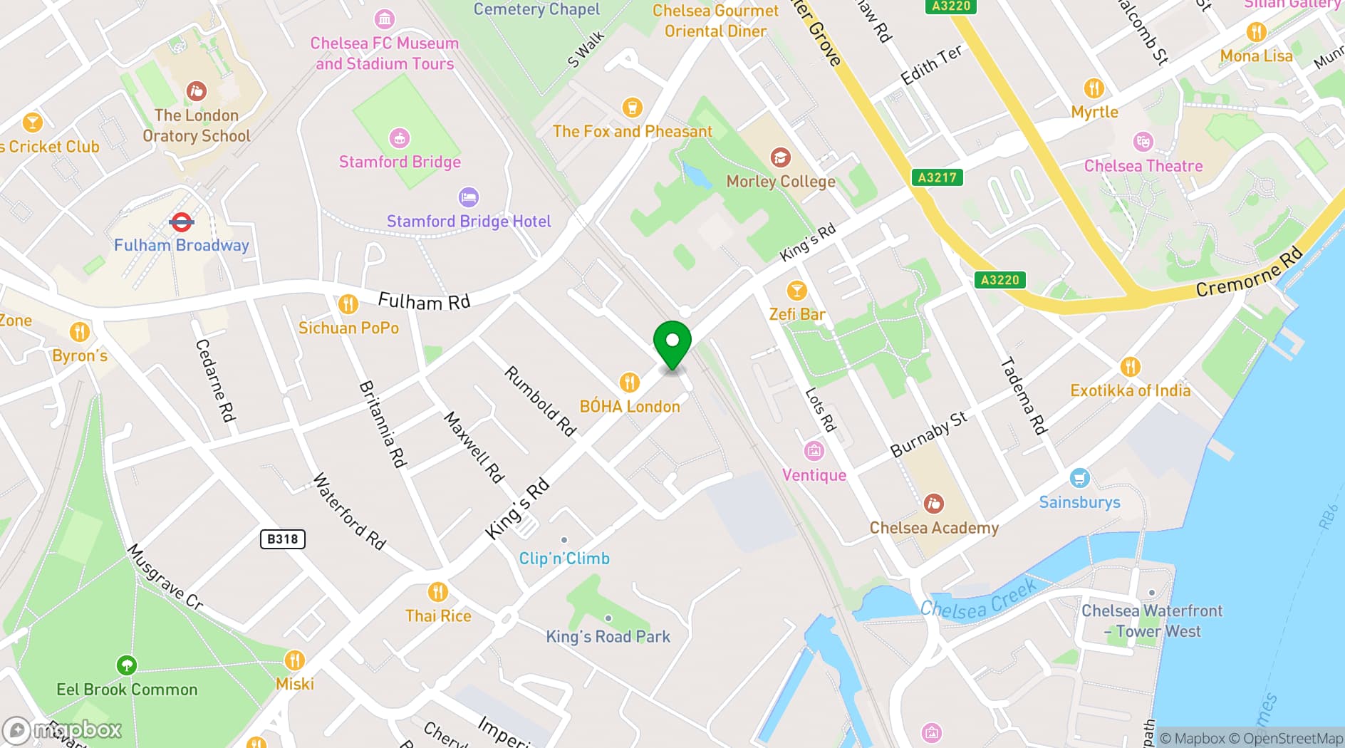 Map showing The Boundary SW6