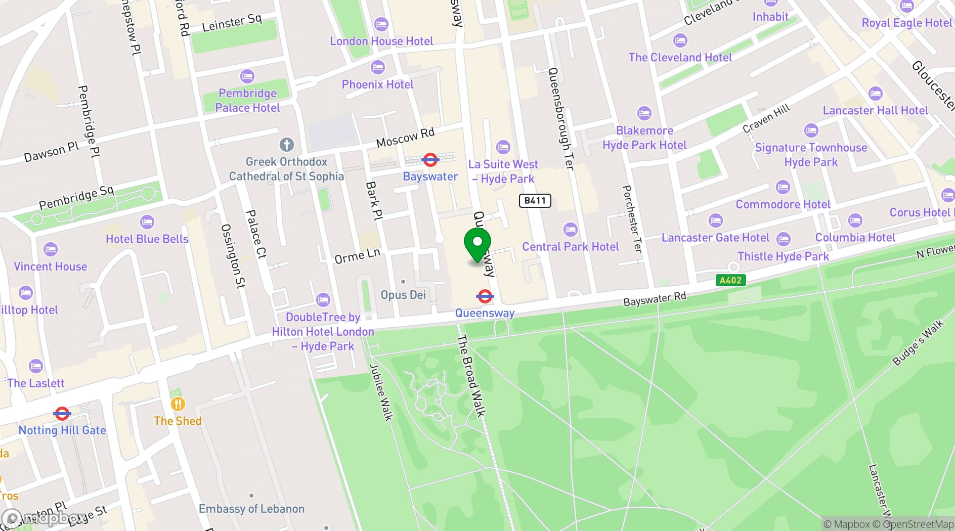 Map showing QUEENS Skate Dine Bowl