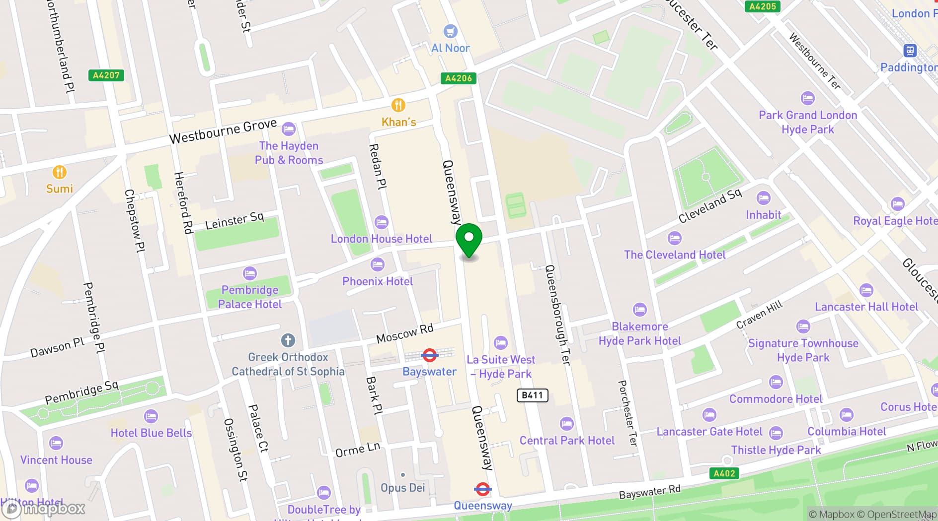 Map showing Bella Italia Queensway 108