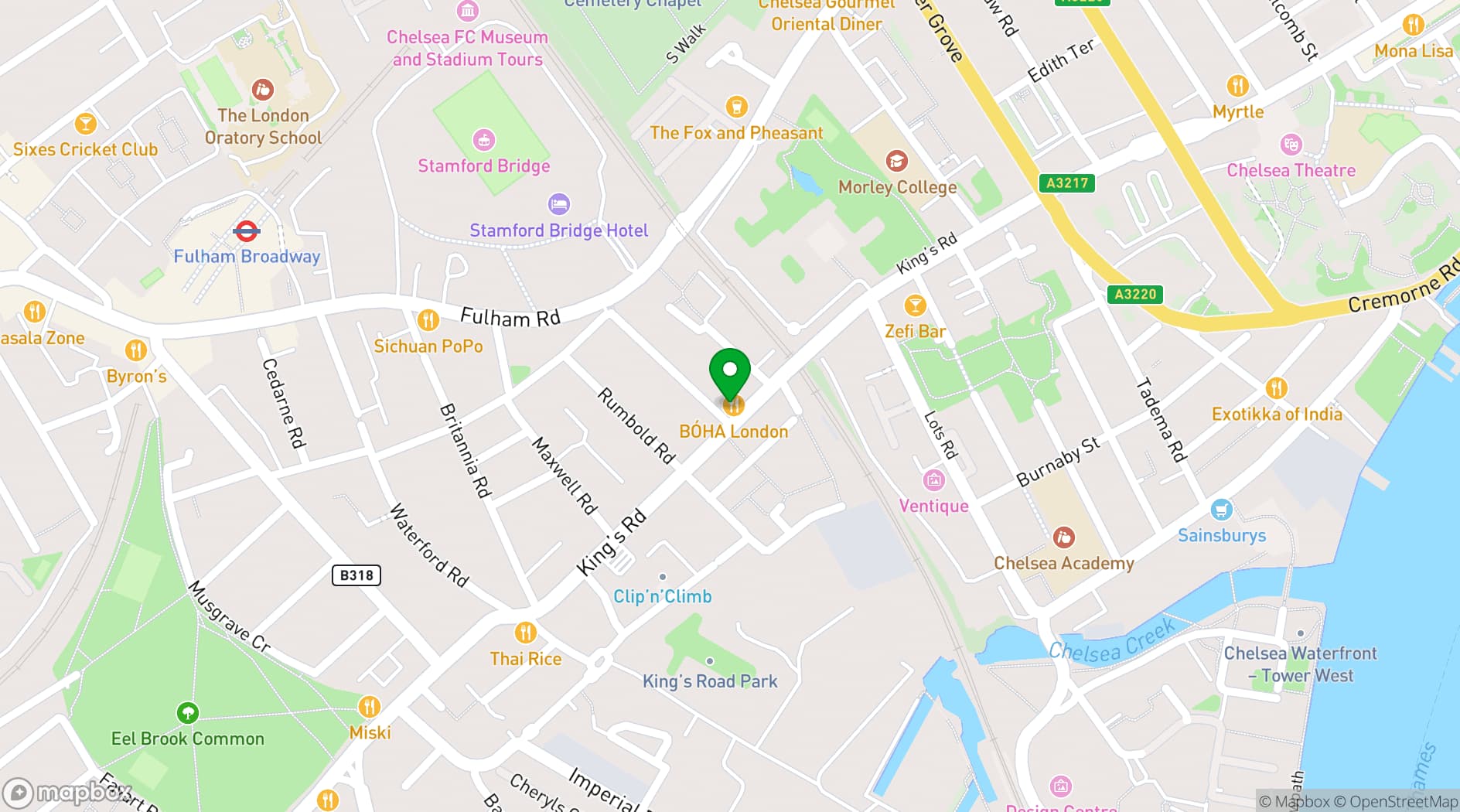 Map showing Chelsea Lodge 