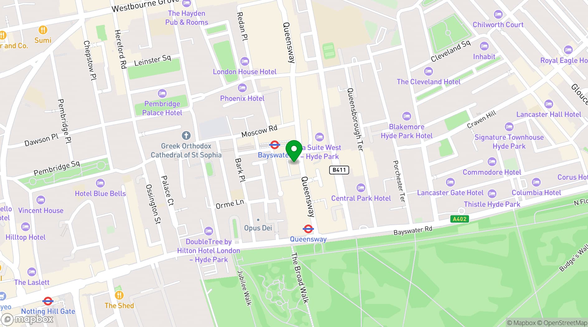 Map showing Bella Italia London - Queensway 55