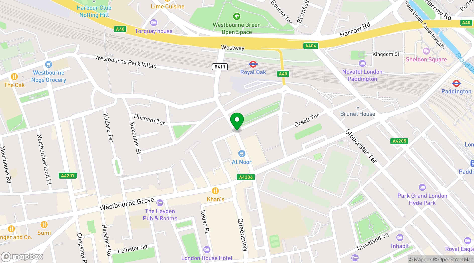 Map showing Westbourne Park Baptist Church