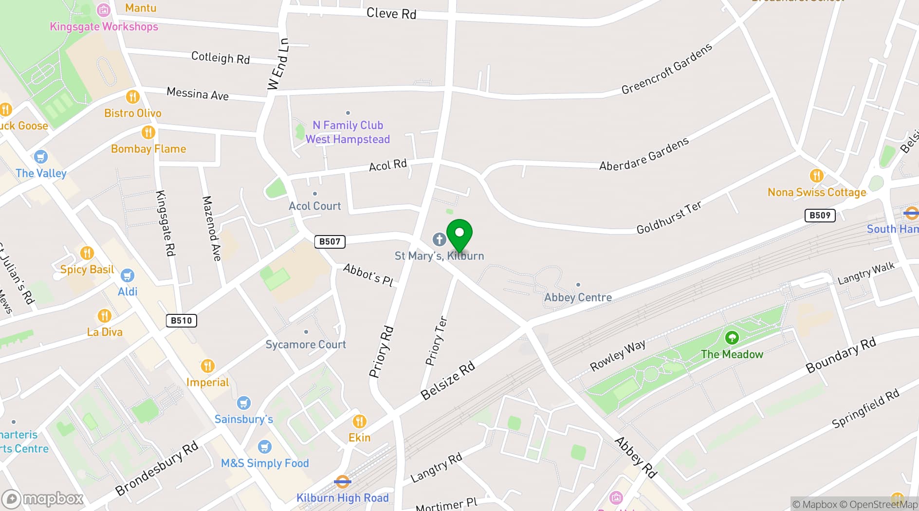 Map showing St Mary's Priory Hall