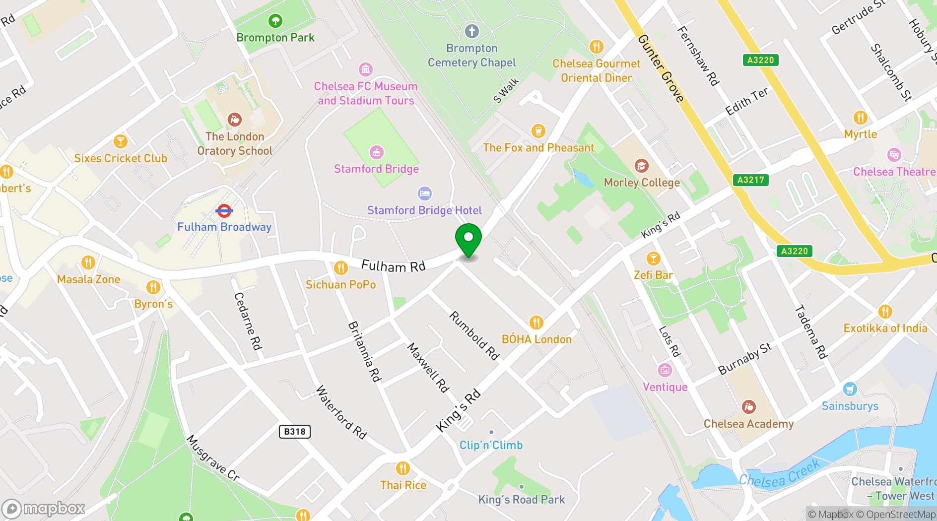 Map showing The Butcher's Hook