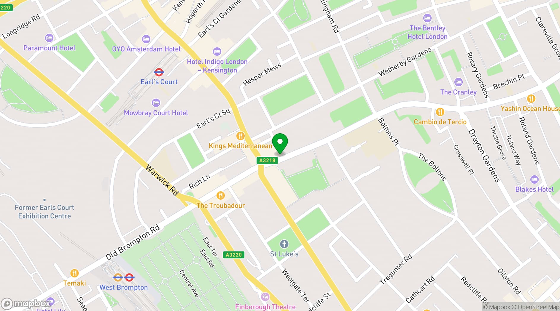 Map showing Old Brompton Gallery
