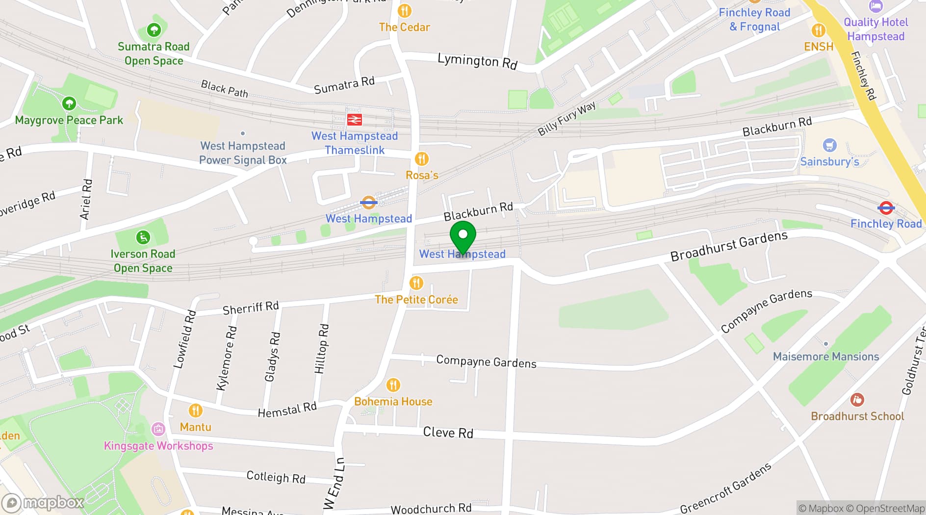 Map showing Sarracino Italian Restaurant