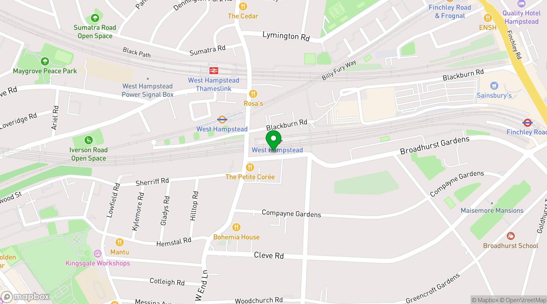 Map showing Luna Gin Bar