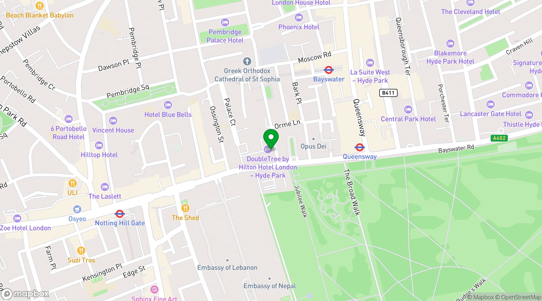Map showing DoubleTree by Hilton London - Hyde Park