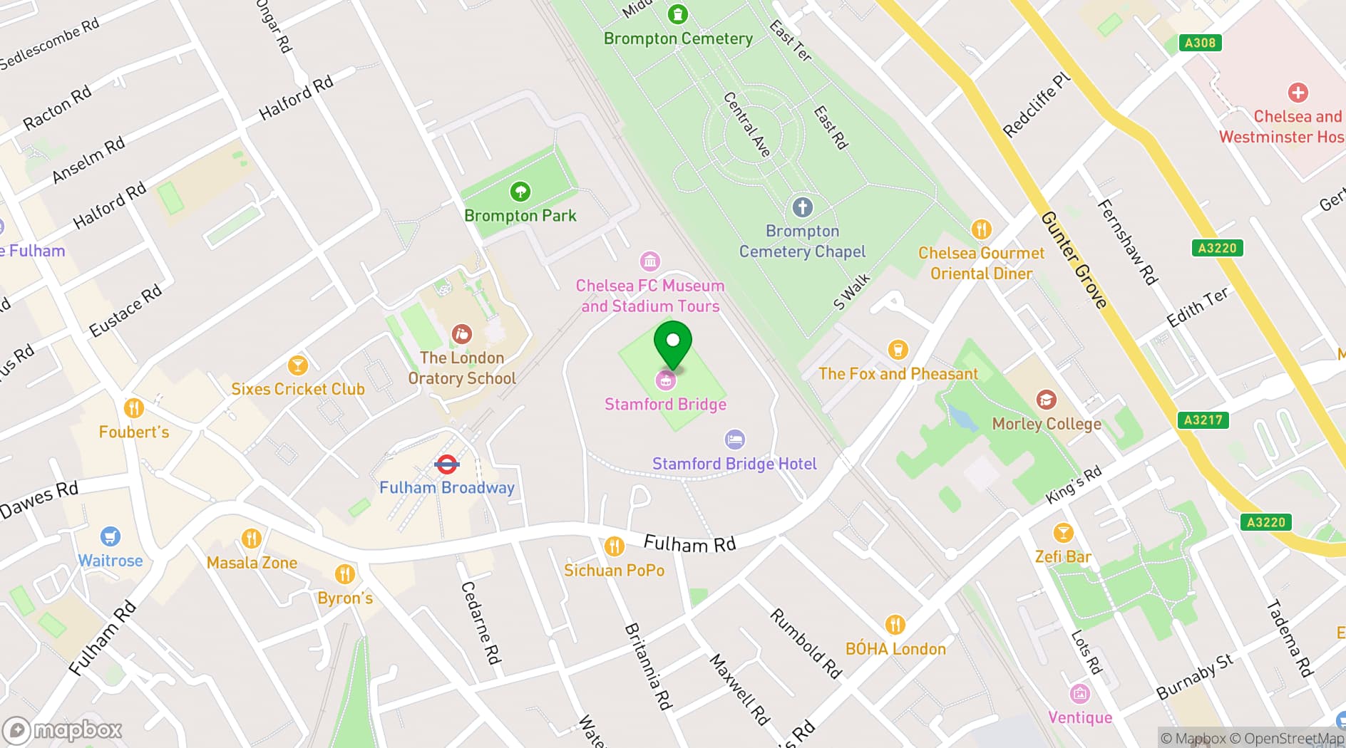 Map showing Frankie's Sports Bar