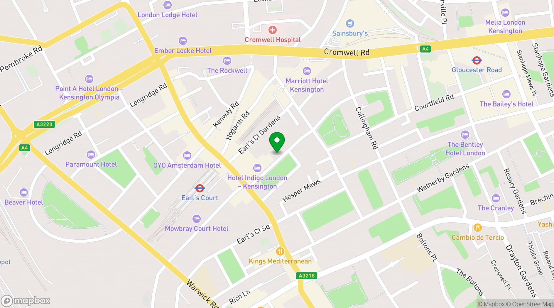 Map showing Ellen Kensington